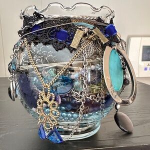 Elegant Blue and Silver Jewelry Collection in Mystery Jar